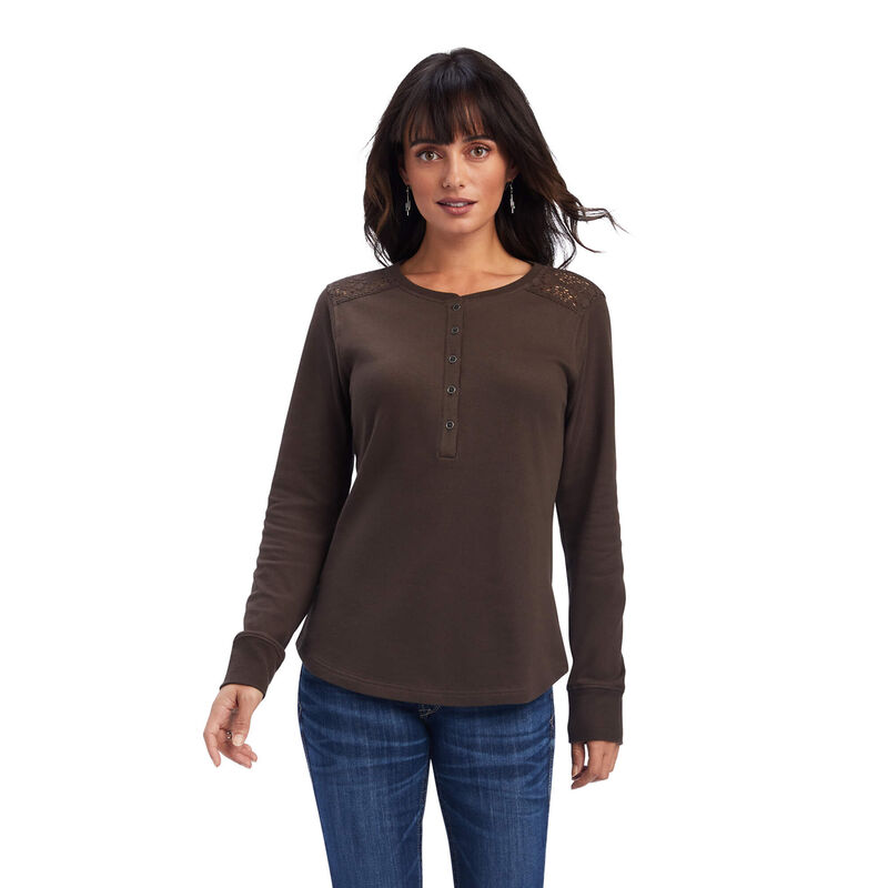 Ariat Hemden Damen - Real Henley DunkelBraun ( NTAWM-1205 )